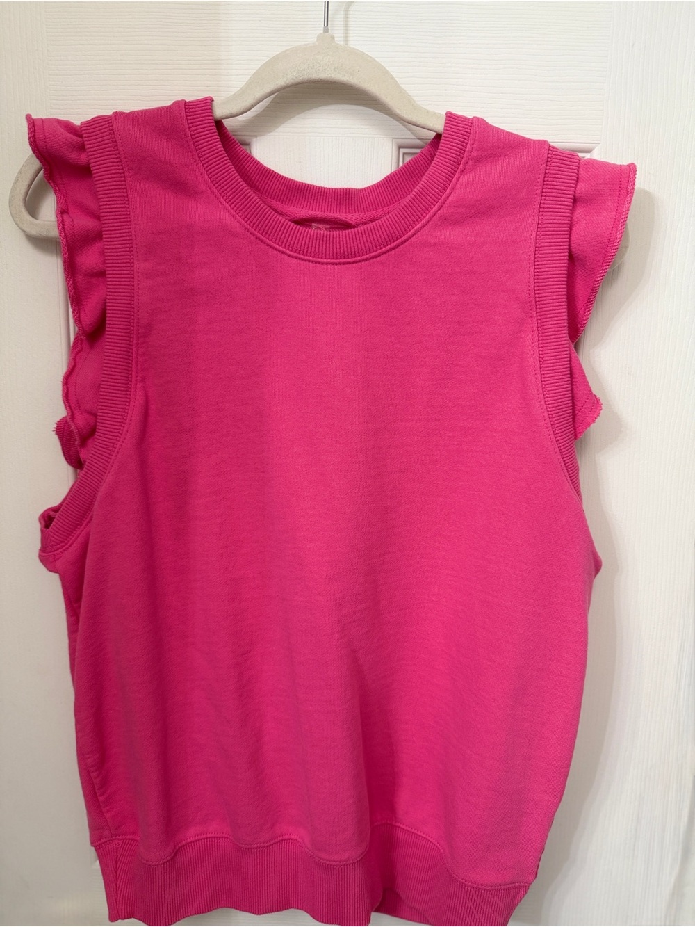 NWOT FP Movement Flutter Tank Pink French Terry Sweatshirt Ruffle Sleeve-Small - Picture 6 of 12
